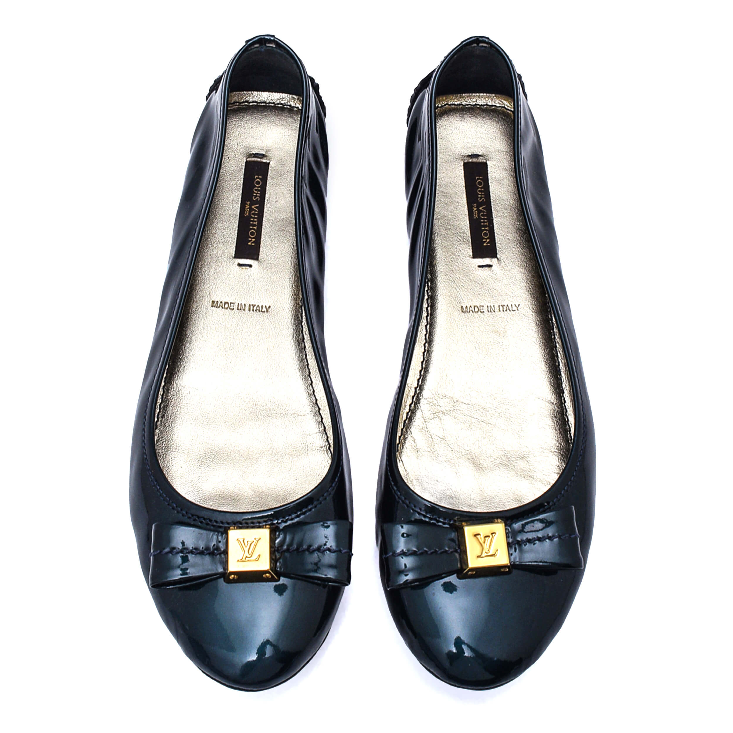 Louis Vuitton - Dark Green Patent Leather Ballet Flat / 37